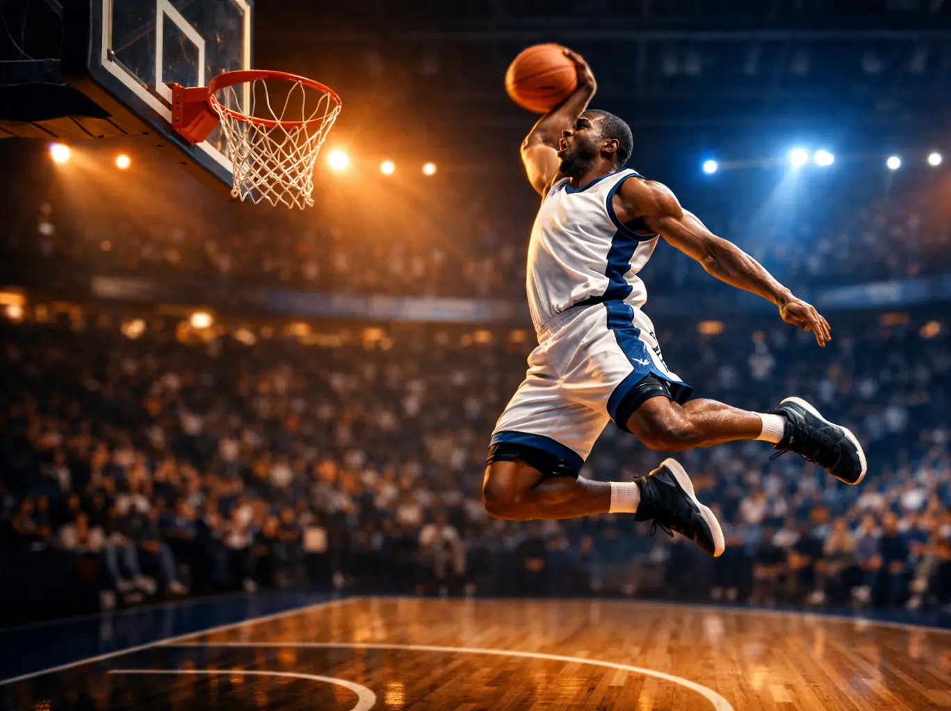 Joueur de basketball en action lors d'un match professionnel